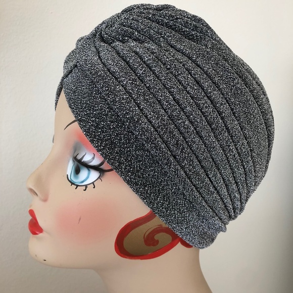 House Of Adornments Accessories - Metallic Grey silver vintage, retro pinup turban